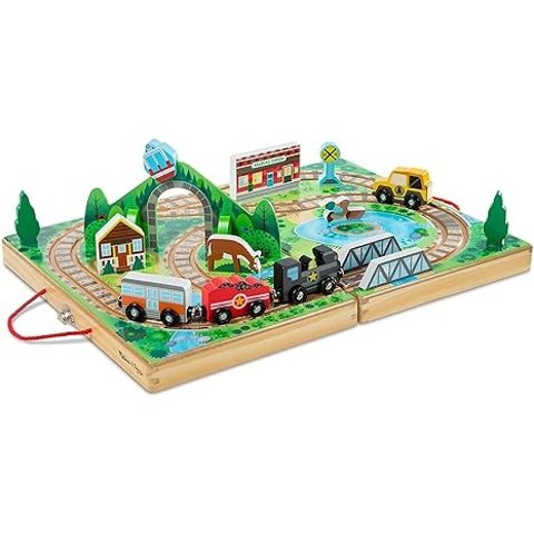 Melissa & Doug Wooden Train Tabletop Playset