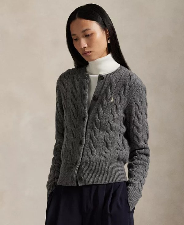 Women's Wool-Cashmere Cable-Knit Cardigan