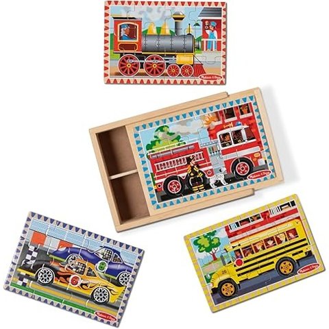 Melissa & Doug 4-in-1 Vehicle Puzzle 48 Pieces Wooden