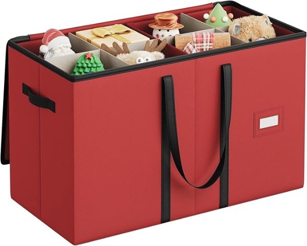 SONGMICS Christmas Figurine Storage Box URFB041R01 8 Slots Cherry Red