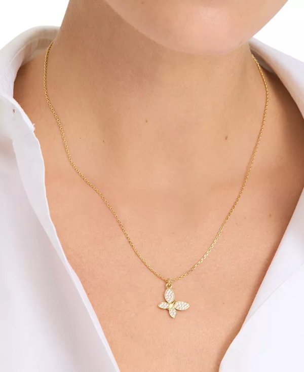 kate spade Butterfly Pendant Necklace Gold-Tone 16 Inch