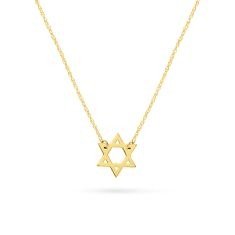 14k Yellow Gold Mini Star of David Pendant Necklace