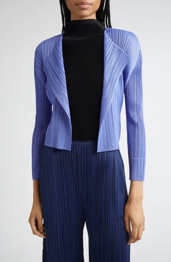 Monthly Colors March Pleated Open Cardigan