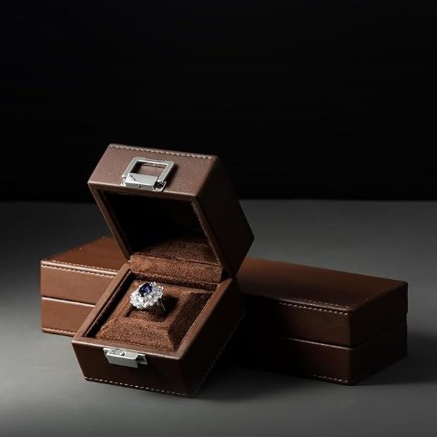 RING-COFFEE COLOR Jewelry Ring Gift Box Coffee