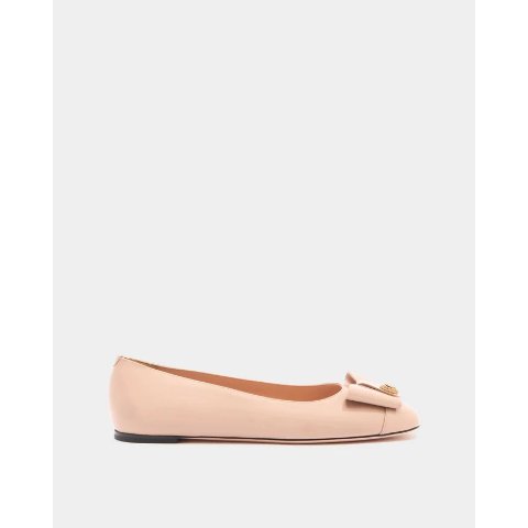 B-Bow Flat in Light Beige Leather
