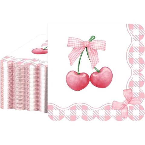 Pink Bow Napkins 100 Pack
