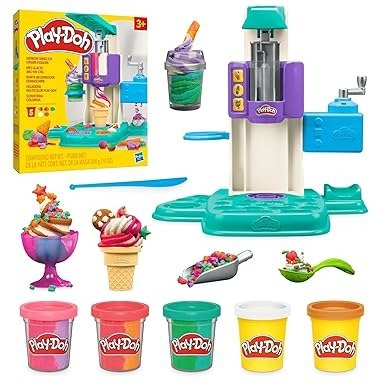 Play-Doh Rainbow Swirl Ice Cream Playset 7 Accessories