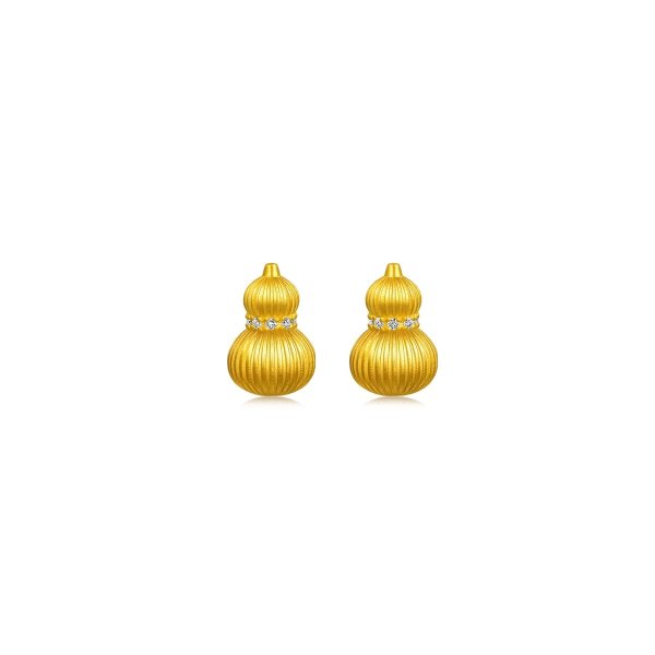 The Oriental 999.9 Gold Diamond Gourd Earrings