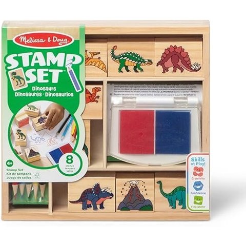 Melissa & Doug Wooden Dinosaur Stamp Set 8 Pieces