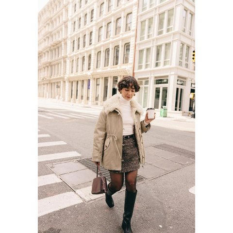 Candice 仿皮草派克大衣 沙色