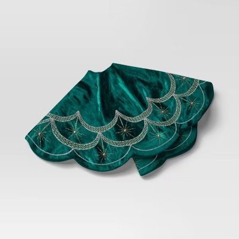 Wondershop 绿色圣诞天鹅绒树裙 48英寸