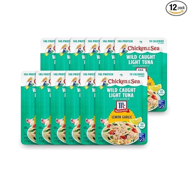 Chicken of the Sea Lemon Garlic Light Tuna 2.5oz 12 Packets