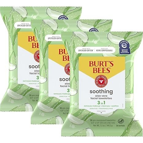 Sensitive Facial Cleansing Towelettes with Cotton Extract for Sensitive Skin - 30 Count (Pack of 3)
