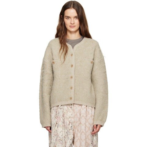 Beige Shaggy Cardigan