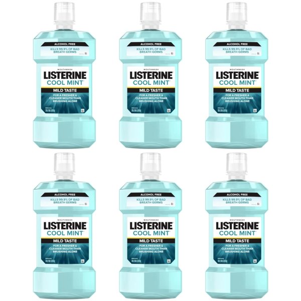 Listerine Cool Mint Alcohol Free Mouthwash 500ml 6 Pack