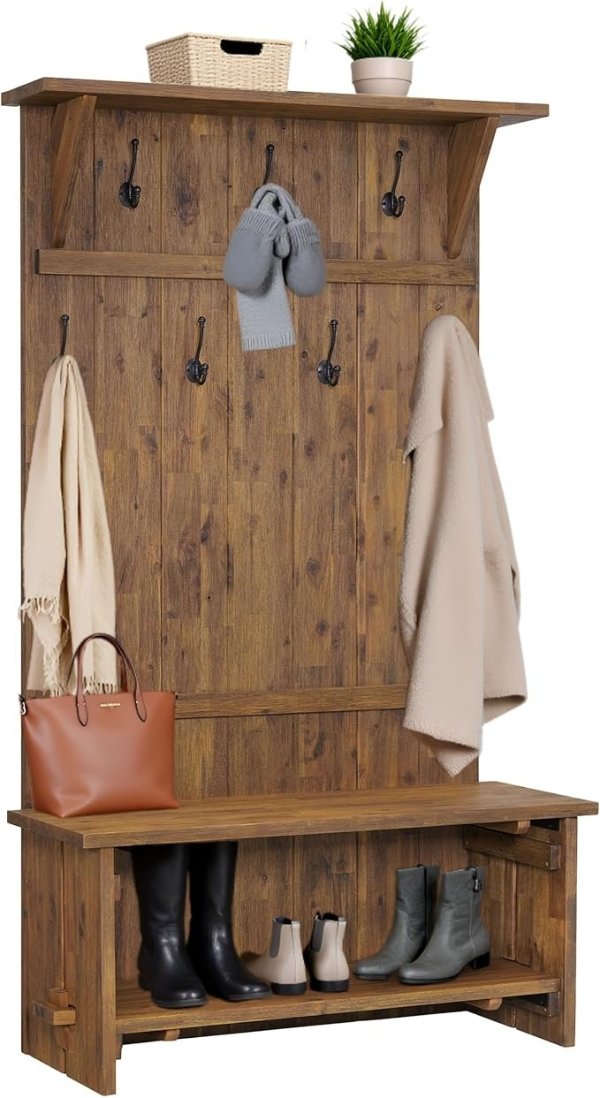 Alaterre Bethel Hall Tree Acacia Wood 70-Inch