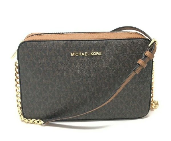 Jet Set Crossbody Bag Large Brown Gold