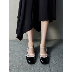 Charles & Keith Contrast-Trim 双带玛丽珍鞋 黑色