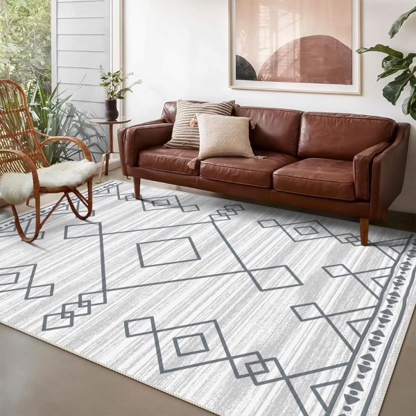 vivorug 3x5 Ultra-Thin Washable Non-Slip Area Rug Western Style