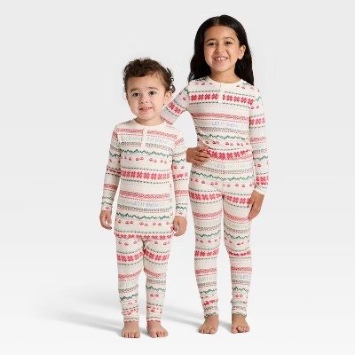 Wondershop Fair Isle Toddler Knit Pajama Set Cream