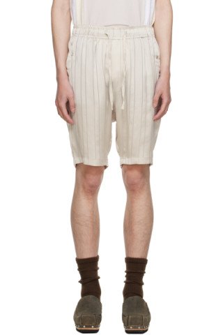 米色抽绳牛仔短裤