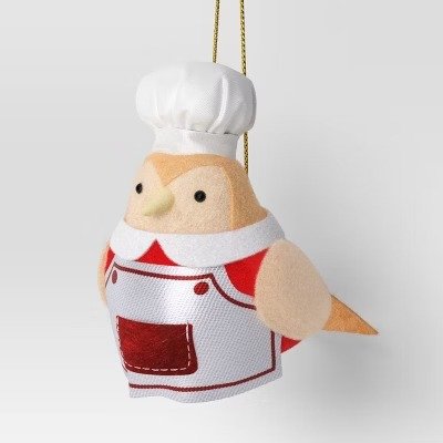 Chef Bird Christmas Fabric Ornament