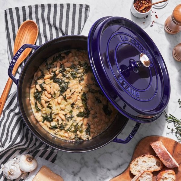 Staub Cast Iron Round Dutch Oven 7 qt Dark Blue