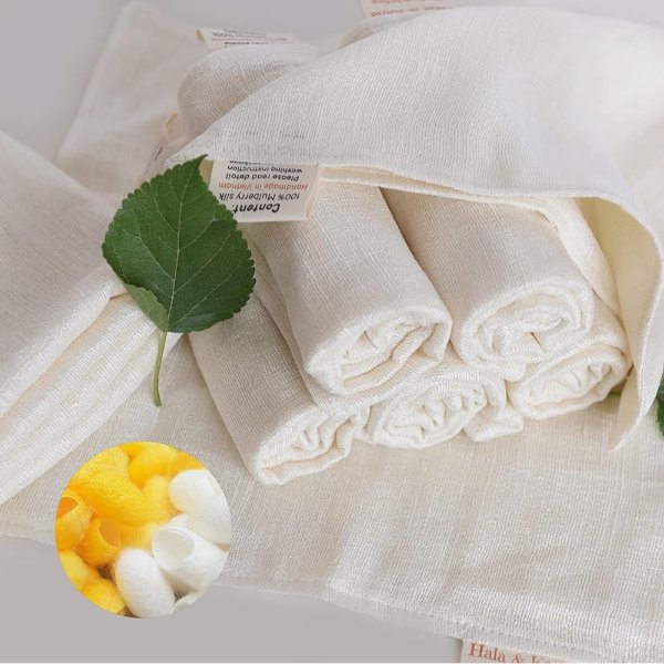 Natural Silk Face Towel 3 Pack 17.72x11.81 Inch