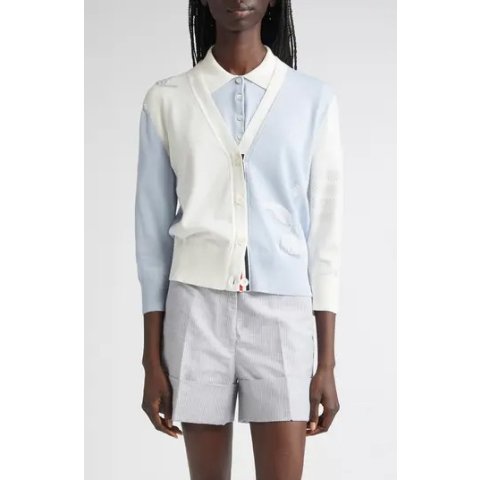 Fun-Mix 羽毛提花开衫 七分袖