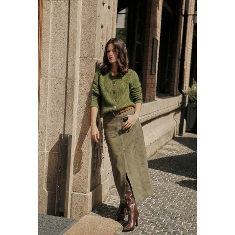 Debbie 麂皮半身裙 卡其绿