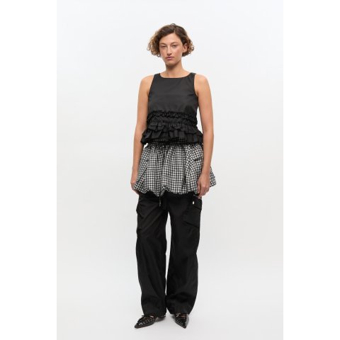 Black Duchesse Nylon Frill Top