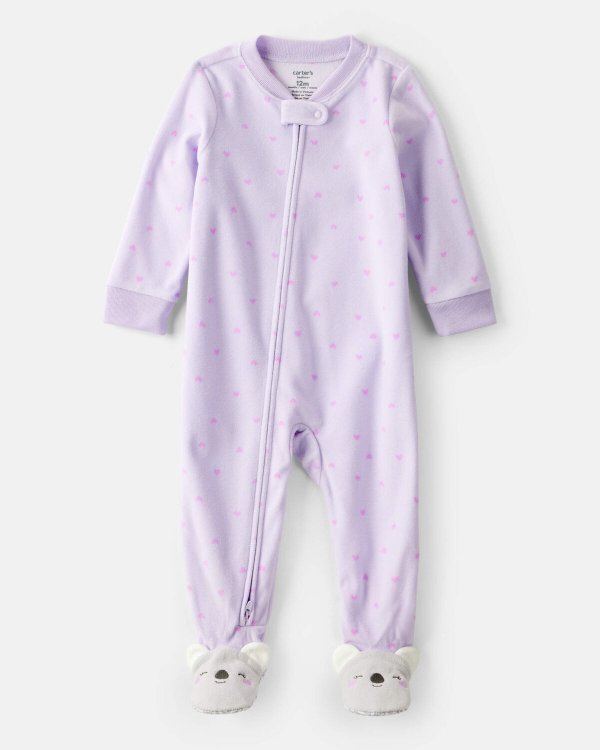 Baby Girl Koala 1-Piece Pajamas Purple