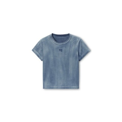 Alexander WangBlue Shrunken Cotton Tee with Logo