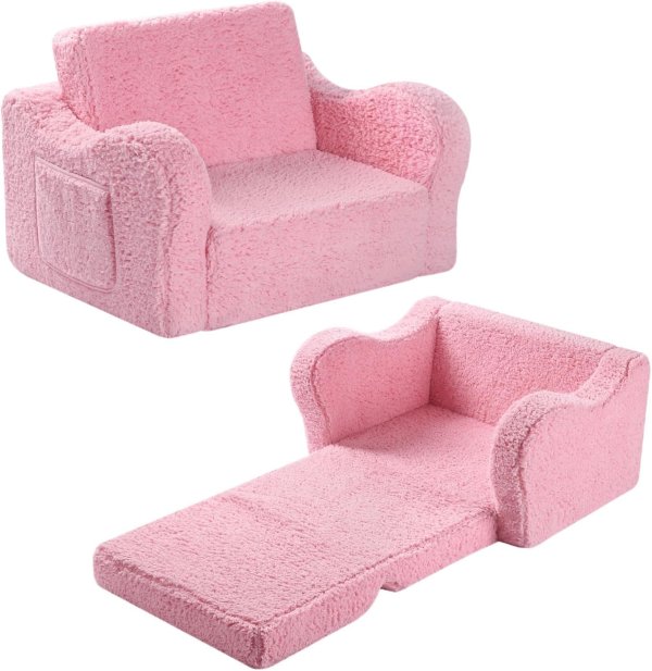 Kids Sofa Pink Sherpa Cover