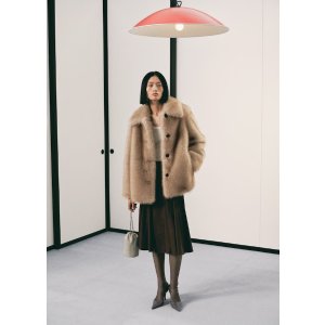 Mango 仿皮草扣子大衣