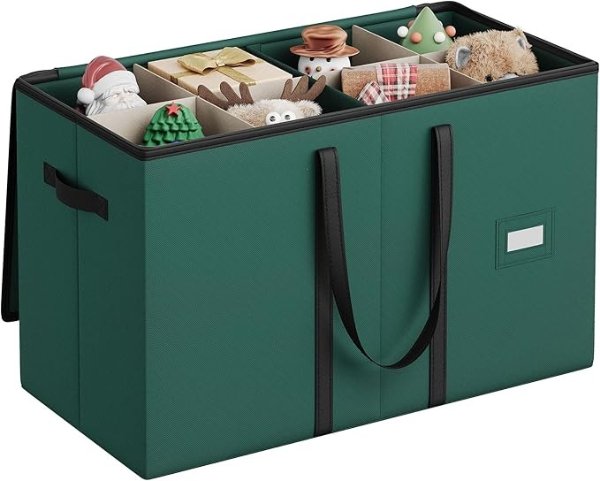 SONGMICS Christmas Figurine Storage Box URFB041C01 Forest Green 15-Inch