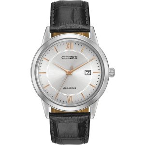 Citizen Eco-Drive 男士经典光动能皮革表带腕表