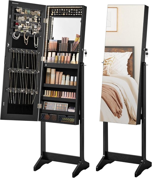 Mirror Jewelry Cabinet UJJC023B01 Black