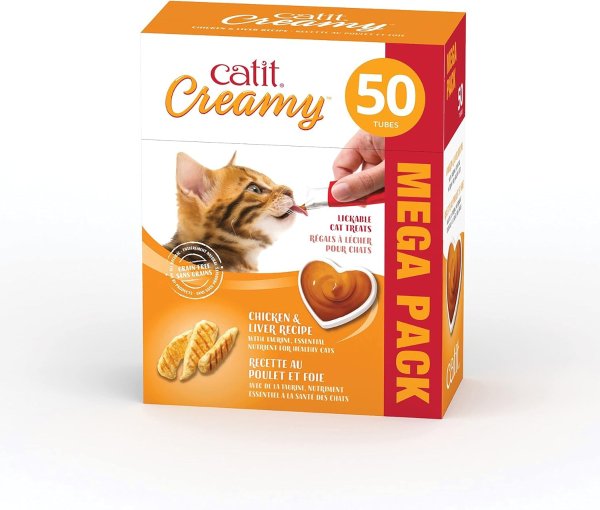 Creamy Lickable Cat Treat, Healthy Cat Treat, Chicken & Liver, 50 Pack