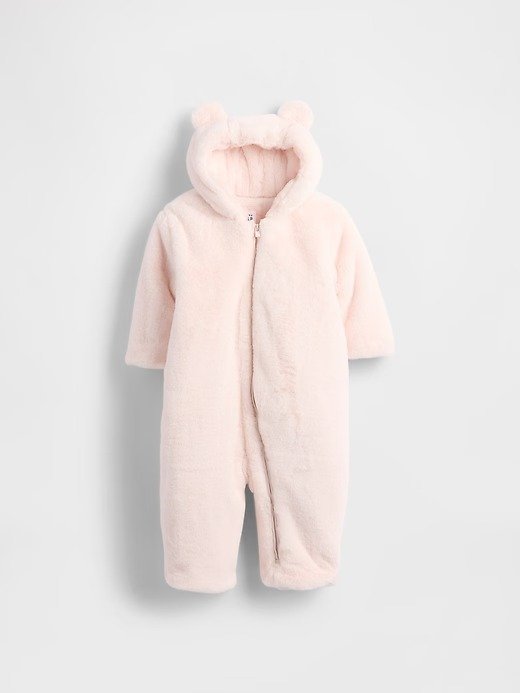 Baby Faux Fur Bear Hooded One-Piece