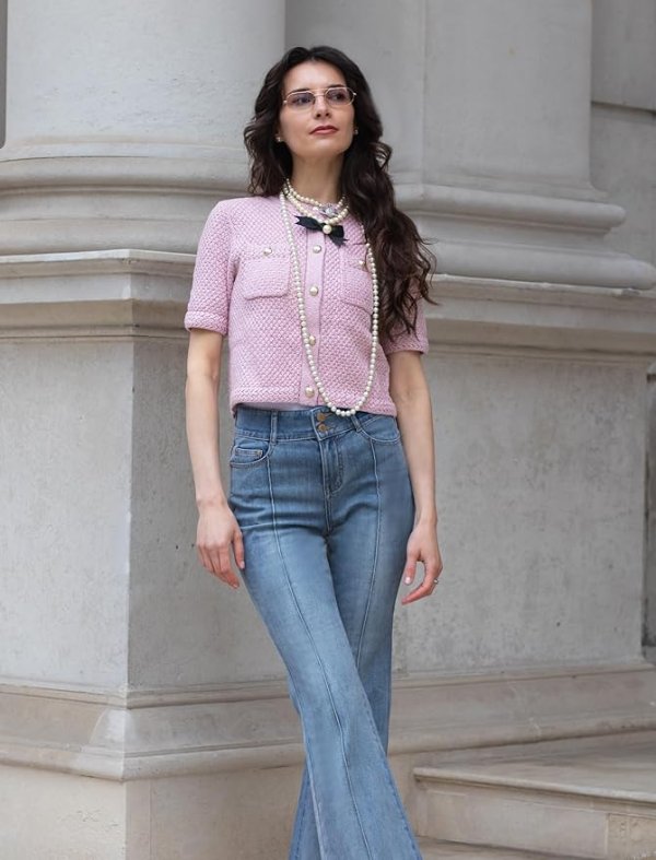Women's Cropped Knitted Cardigan Short Sleeve