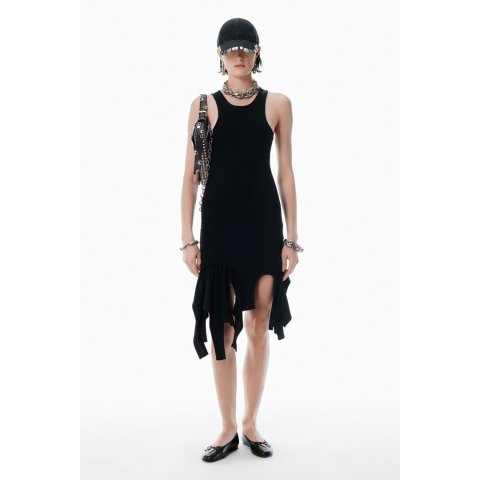 Alexander WangBlack Cotton Deconstructed Minidress