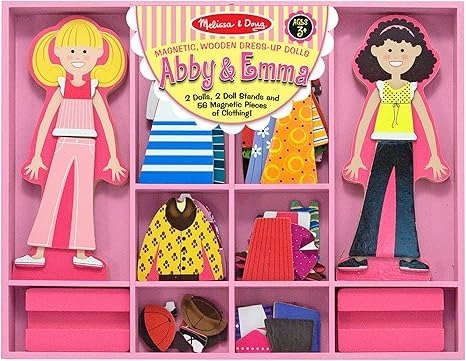 Melissa & Doug Abby and Emma Magnetic Dress-Up Dolls Set 55 Pieces