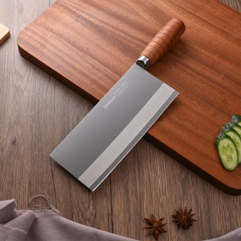 Caidao 8 Inch Cleaver 90Cr18MoV Steel Rosewood Handle