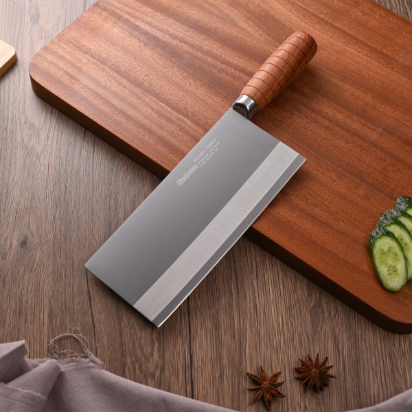 Caidao 8 Inch Cleaver 90Cr18MoV Steel Rosewood Handle