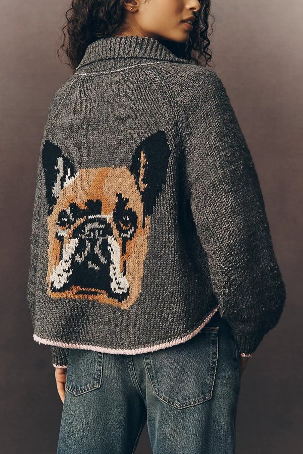 Pilcro Jesse Dog Icon Cardigan Sweater