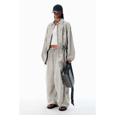 Alexander WangGrey Parachute Pants with Logo Print