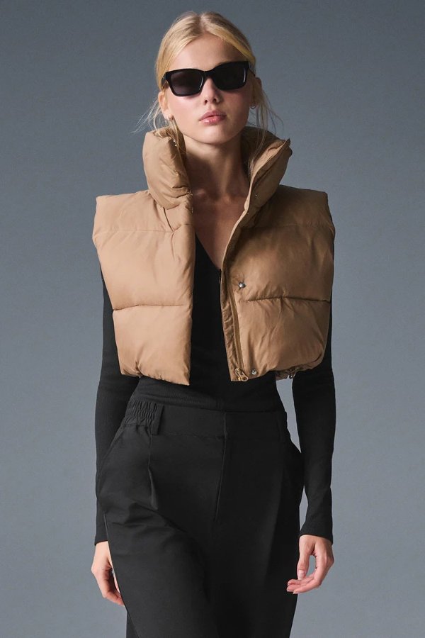 Gold Rush Cropped Puffer Vest