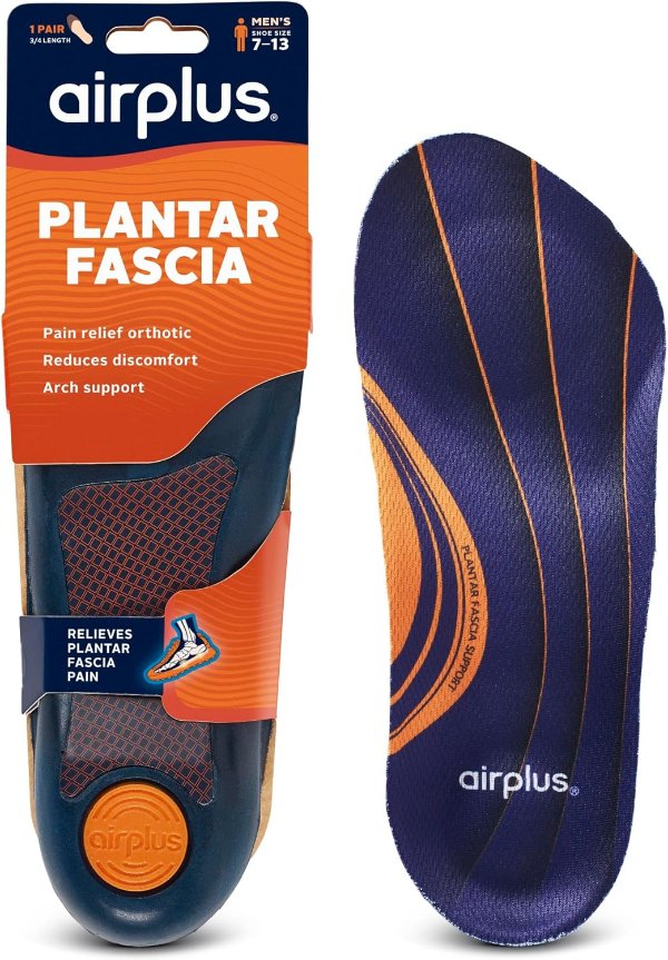 Airplus Plantar Fasciitis Insole 3/4 Length Foam Gel