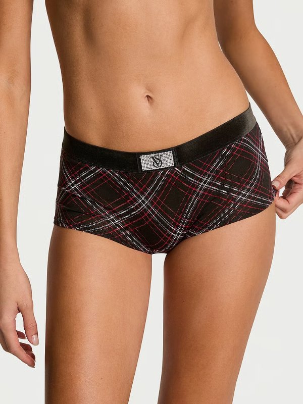Cotton Shine Patch Velvet Boyshort Panty